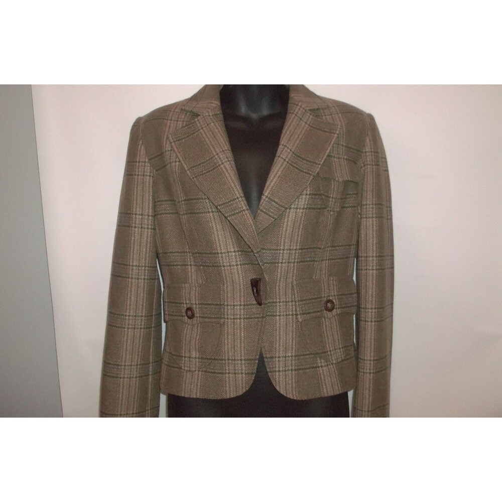 BOSTON PROPER Wool Blend Lining Plaid Jacket Sz 4